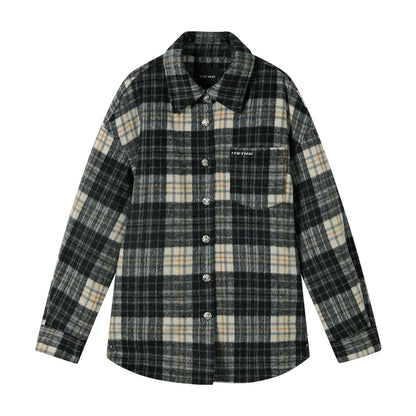 Chic Retro Plaid Collar Shirt