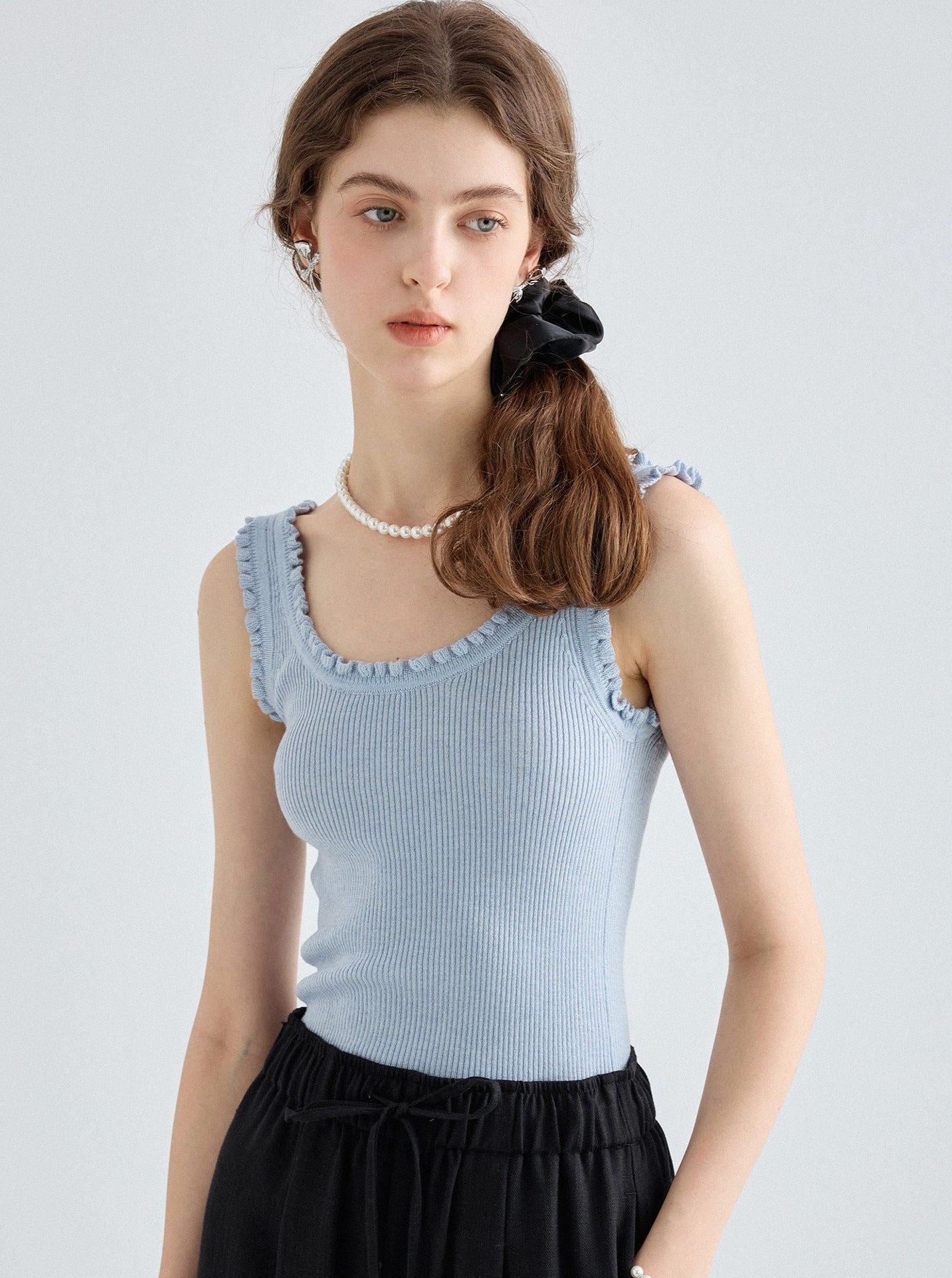 Lace U-Neck Knit Vest Top