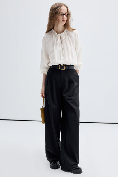 VEGA CHANG Wide-Leg Casual Pants Women's Spring-Autumn 2024 New Simple and Versatile Loose Lazy Style Pants