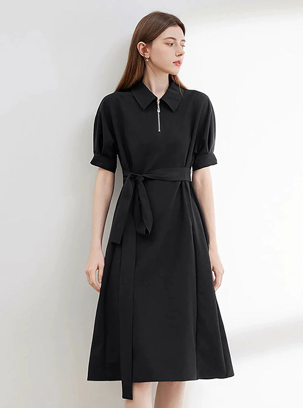 Lapel Short Sleeve Dress