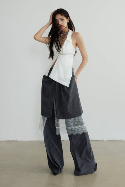 Textured Halterneck Backless Vest