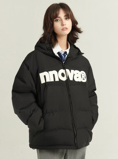 Basic LOGO hooded thick coat