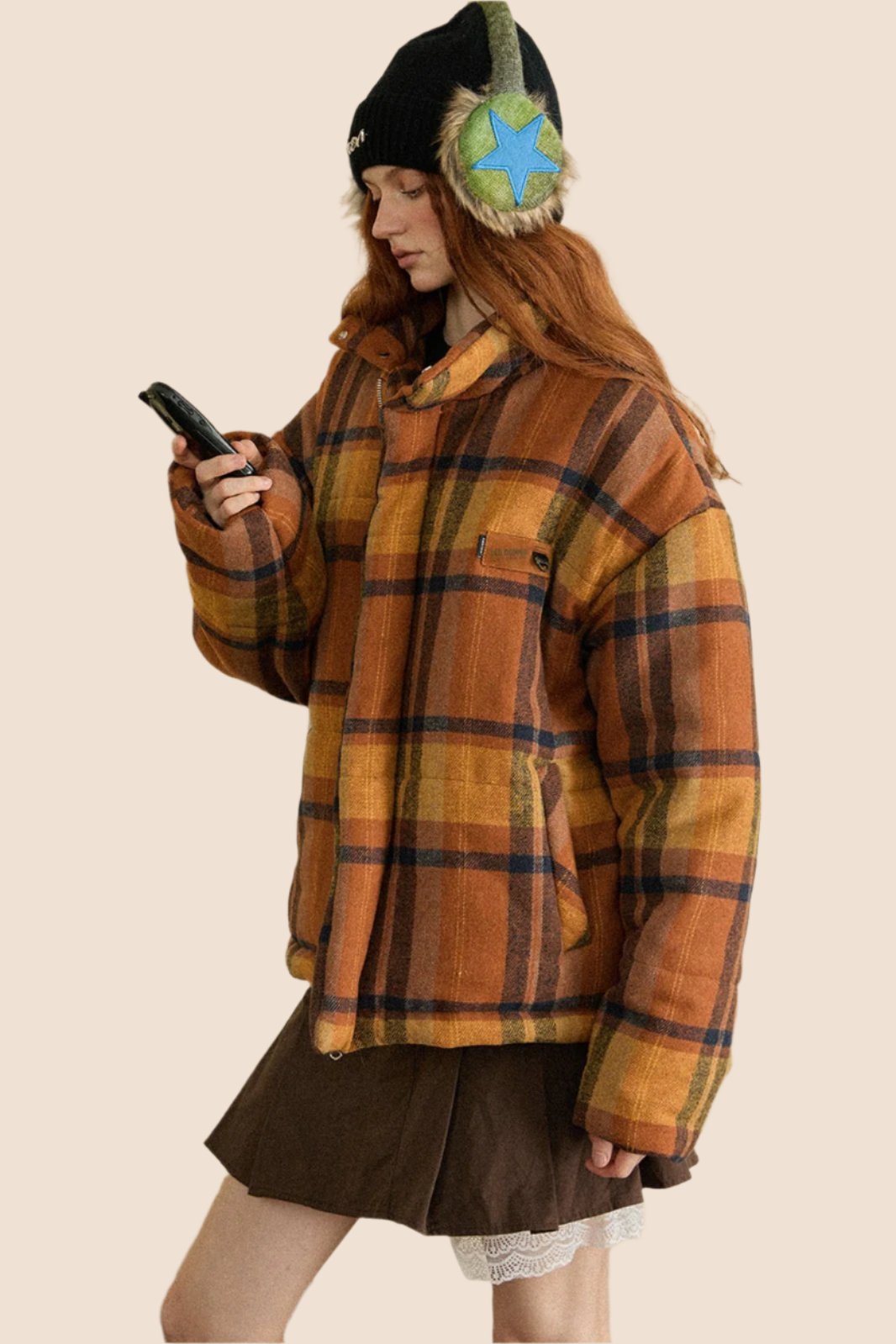 Plaid Down Cotton Bread Jacket