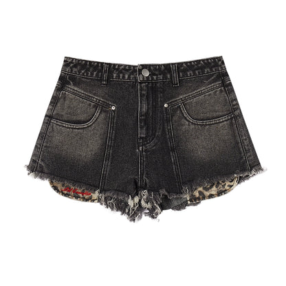 Leopard Denim Shorts