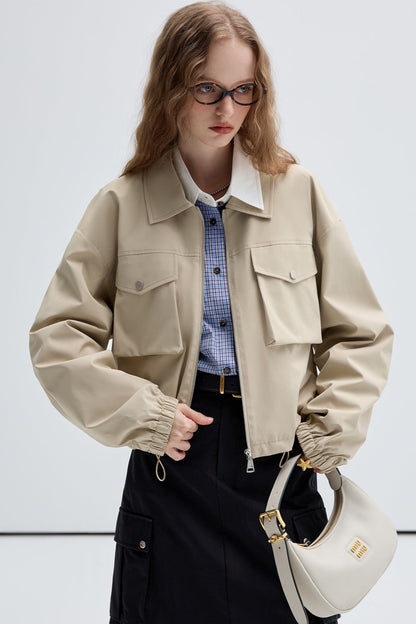 Lapel Cargo Short Jacket