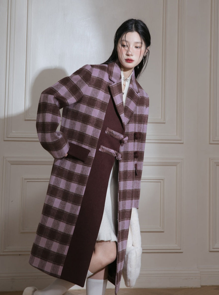 Champs-Mist Rose Tartan Woll Tweed Mantel