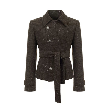 Khaki Tweed Jacket And Skirt Set-Up