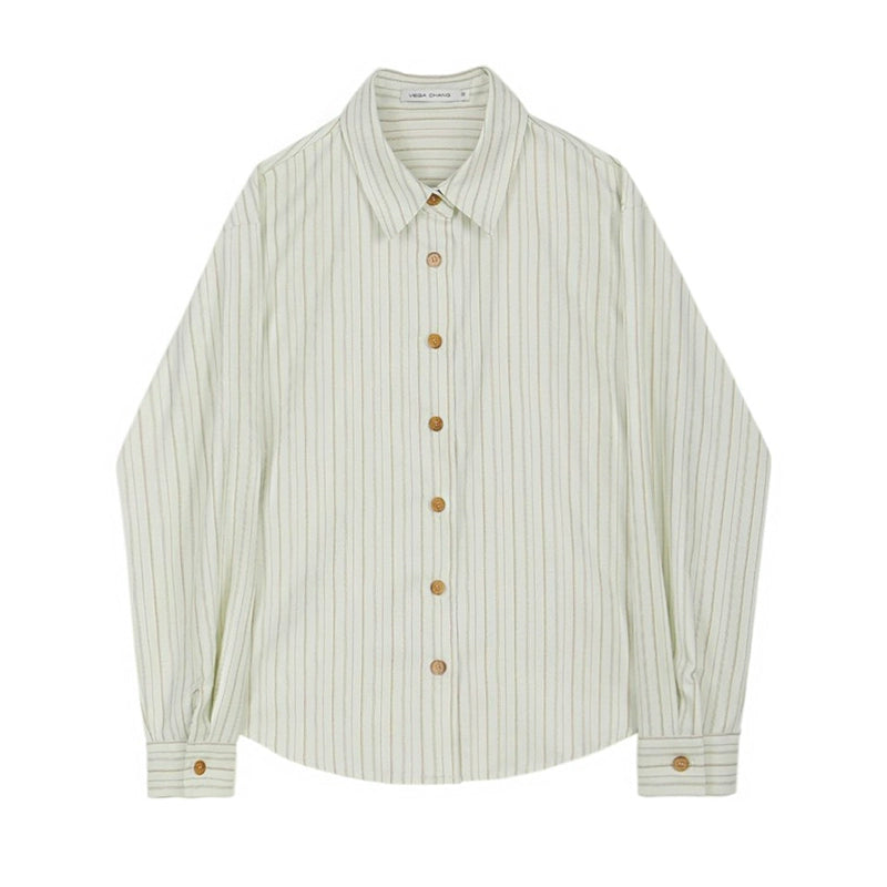 Loose Casual Striped Lapel Shirt