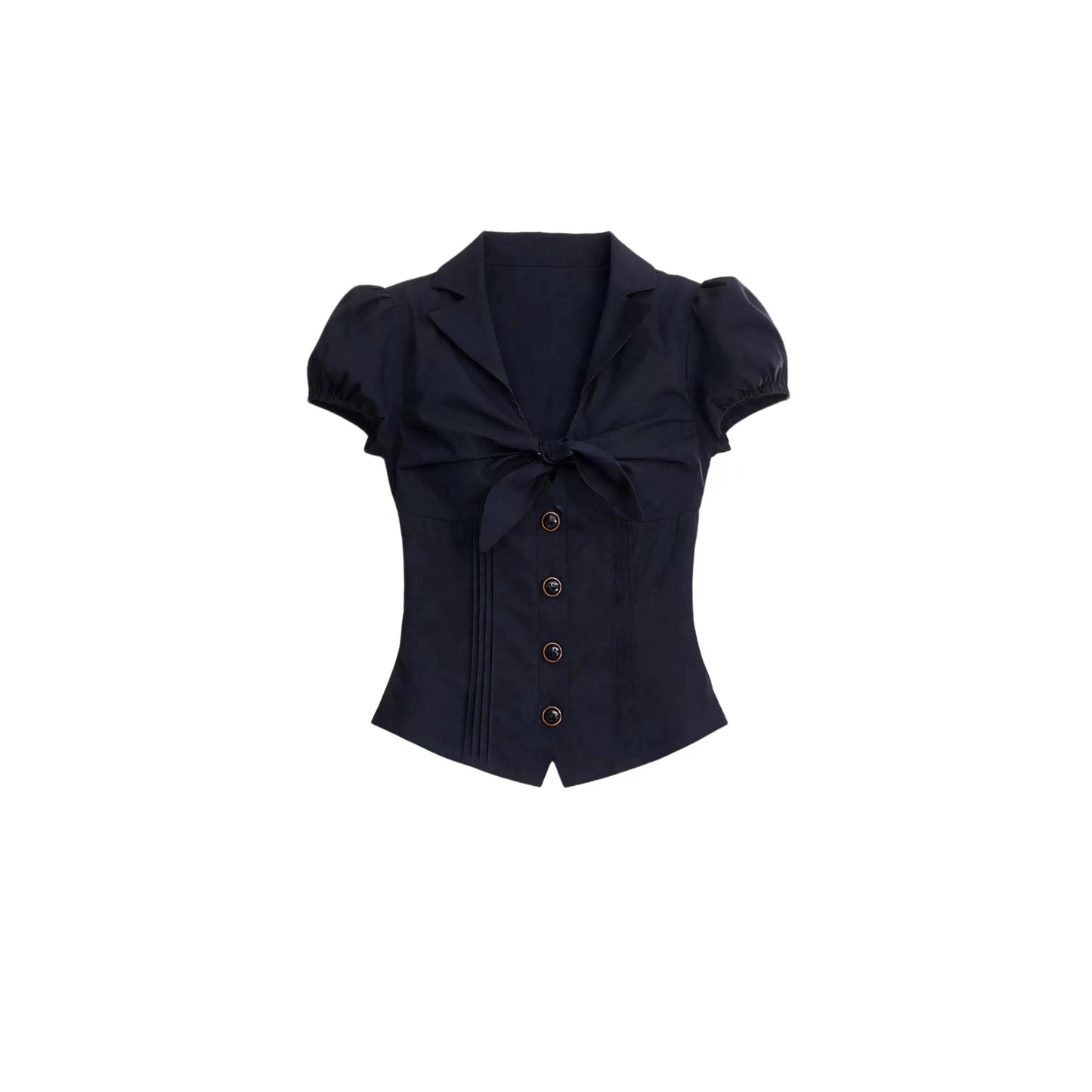 Textured Hollow-Out Tie-Up Blouse Set-Up