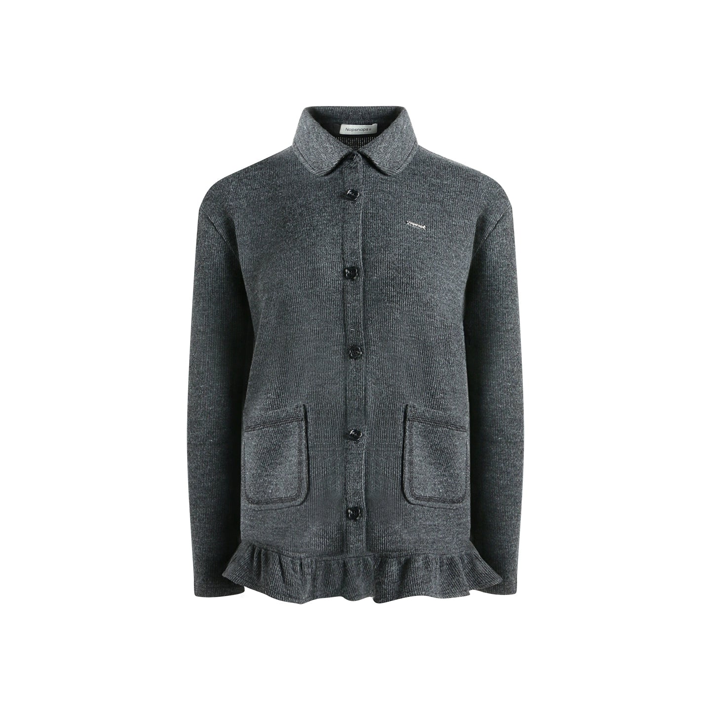 Ruffled Knitted Gray Texture Top