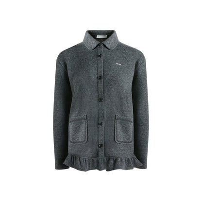 Ruffled Knitted Gray Texture Top