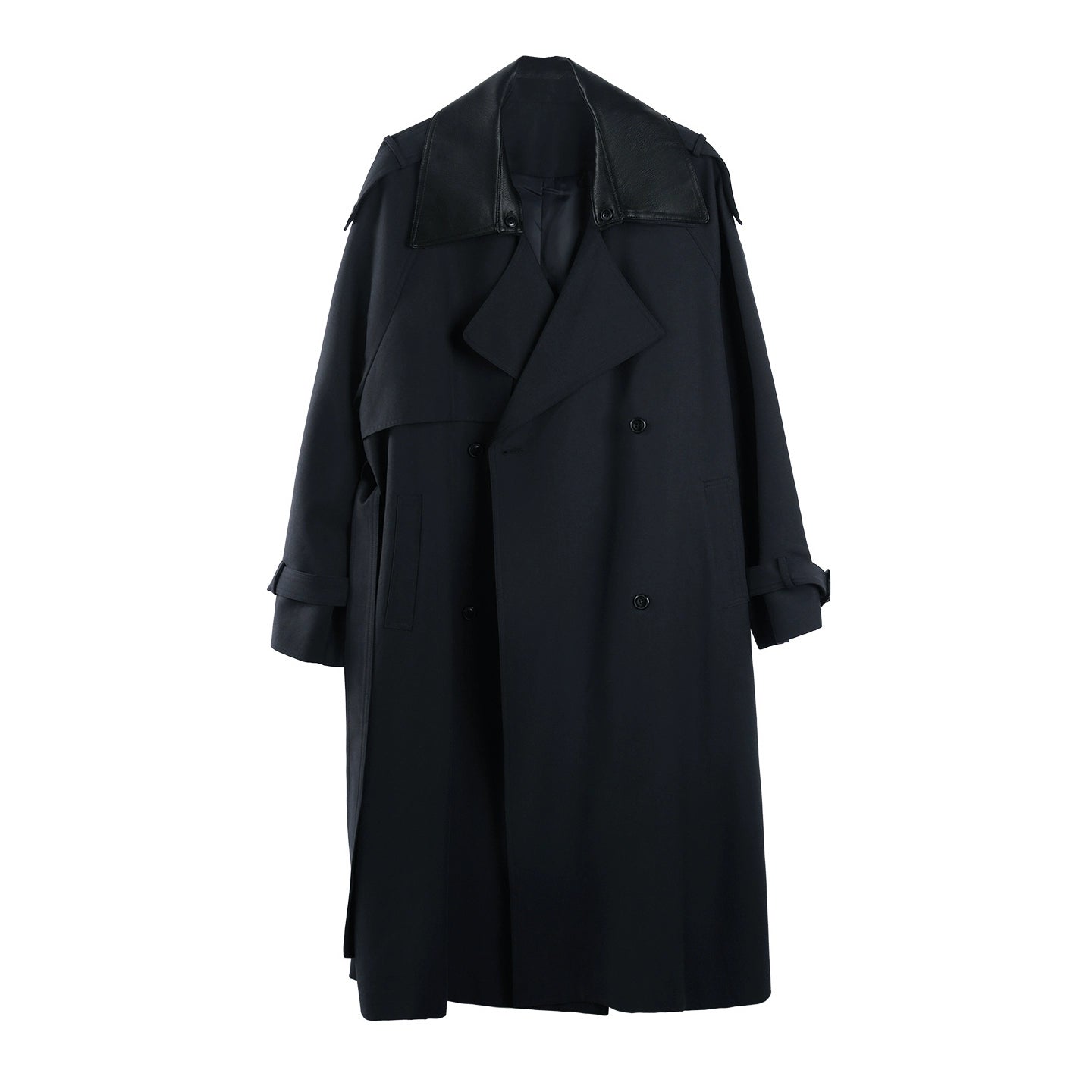 Patchwork Waist Tie-Up Tencel Cotton Trench Coat