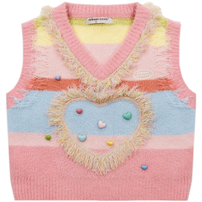 Vintage Pink Knitted V-Neck Sweater Vest