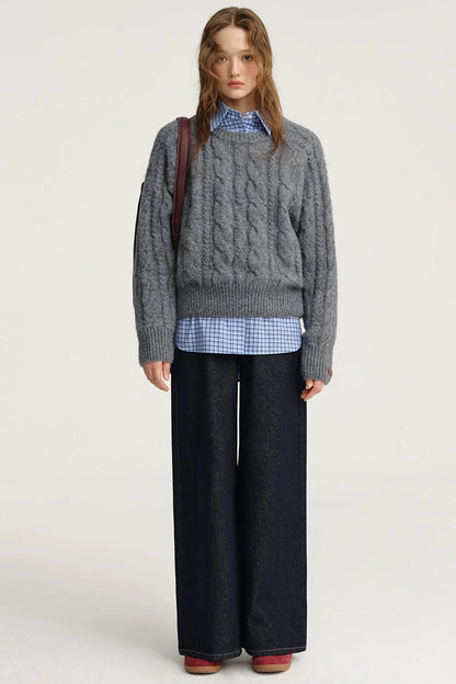 DESIGNER PLUS WIDE-LEG DENIM PANTS IN PRIMARY COLORS, A NEW SLOUCHY STYLE FOR AUTUMN, LOOSE AND SLIM STRUCTURED TROUSERS