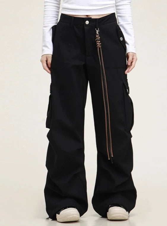 American retro fringe cargo pants