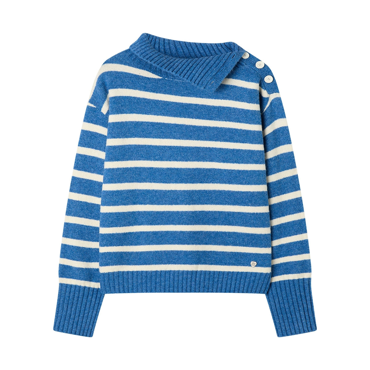 Vintage Slanted Neck Striped Sweater