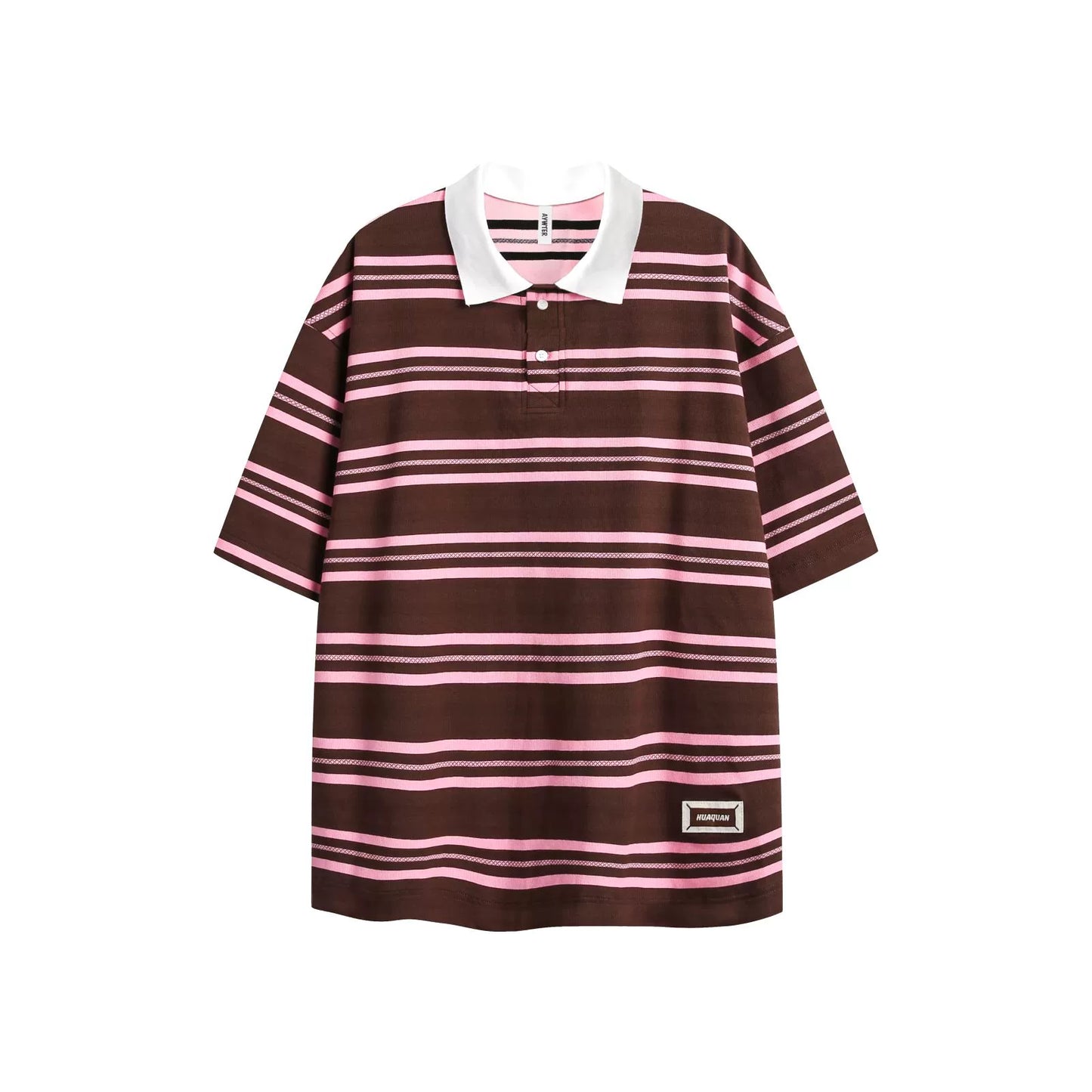 Retro Striped Contrast Polo Shirt