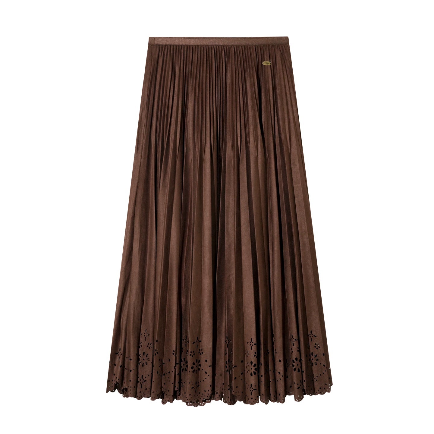Pleated Suede Lace Skirt
