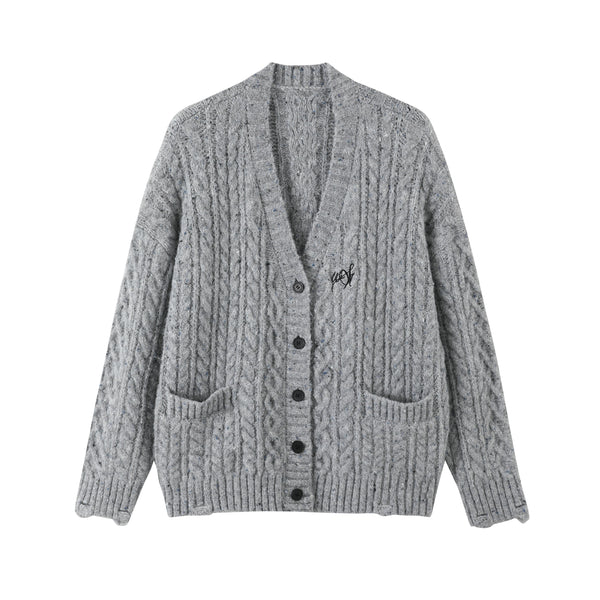 Gray Colored Sweater Cardigan Dress Set-Up