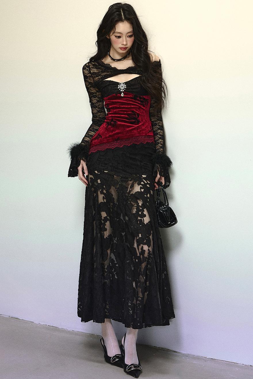 Off-Shoulder Lace Mermaid Dress