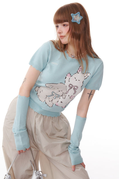 Bunny Design Knit T-Shirt