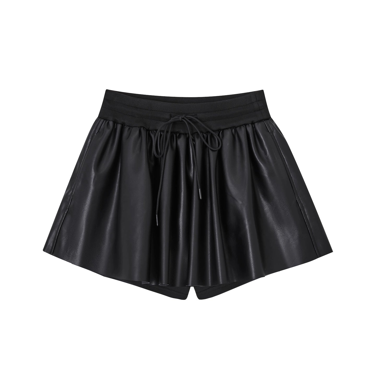 Simple Puffy Leather Skirt