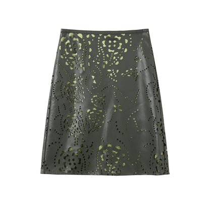 Sassy Vintage Cutout Leather Skirt