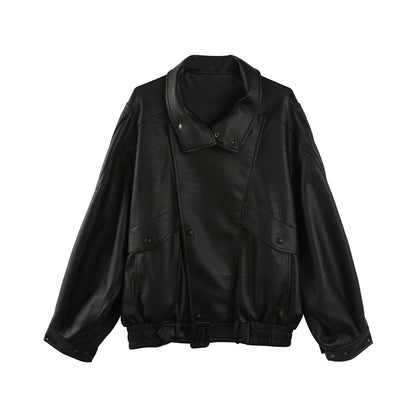 Windproof Pebbled Leather Jacket
