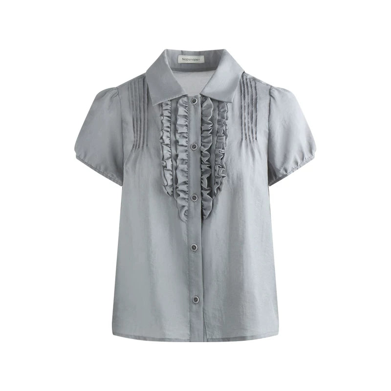 레이스 플래킷 블라우스 셋업