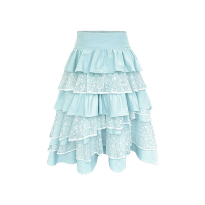 Lace Patchwork Puffy Skirt