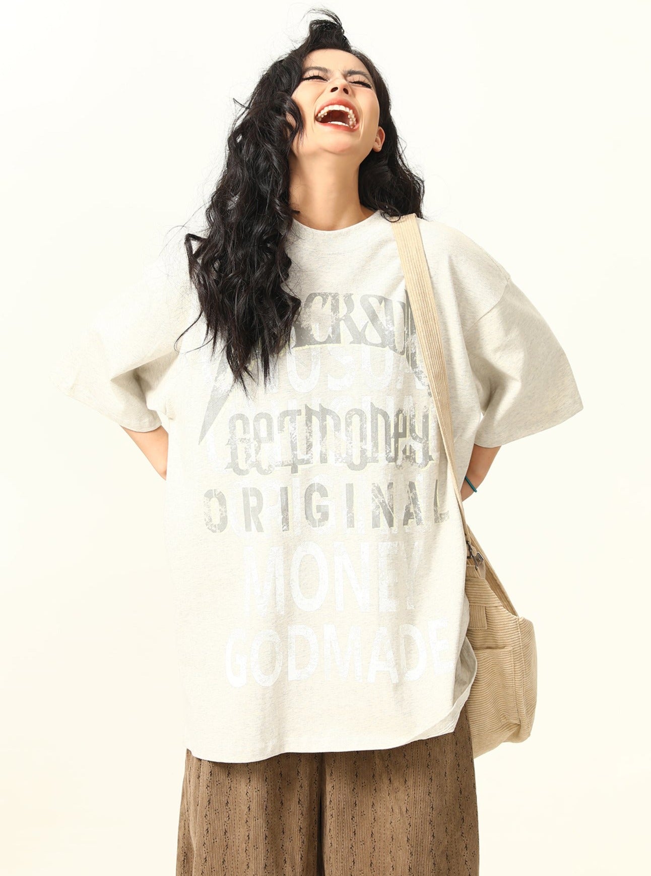 American Vintage Fuzzy Letter Print T-Shirt