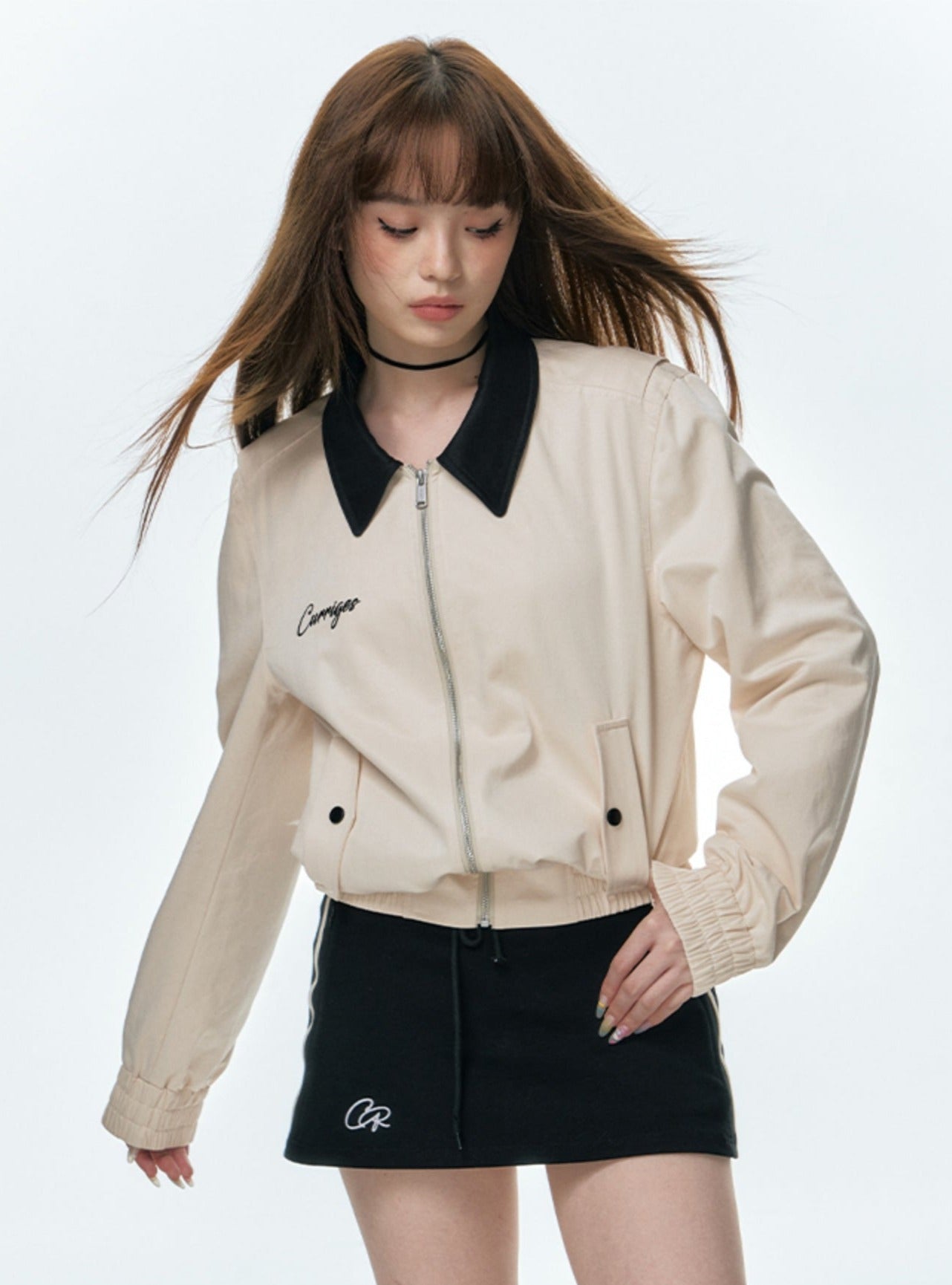 Retro Stitching Contrast Short Jacket