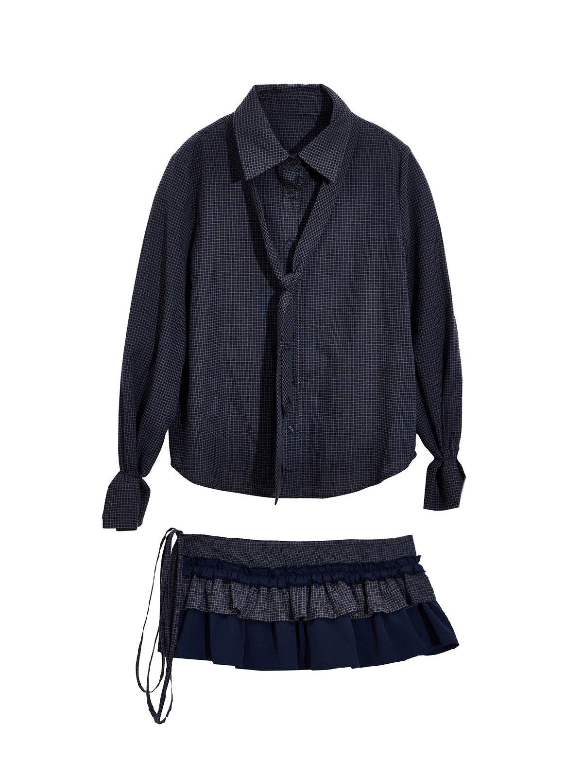 Vintage Pleated Plaid Shirt