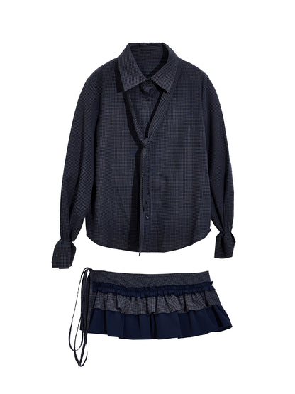 Vintage Pleated Plaid Shirt