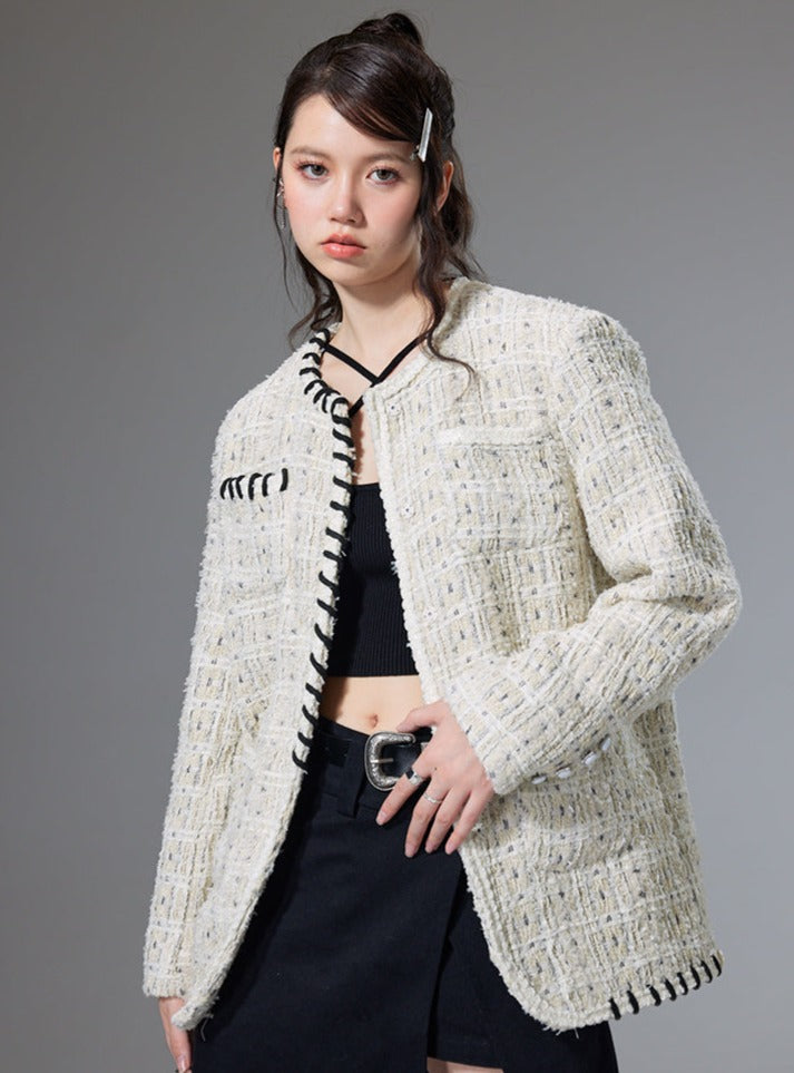 Tweed woven small fragrance knitted jacket