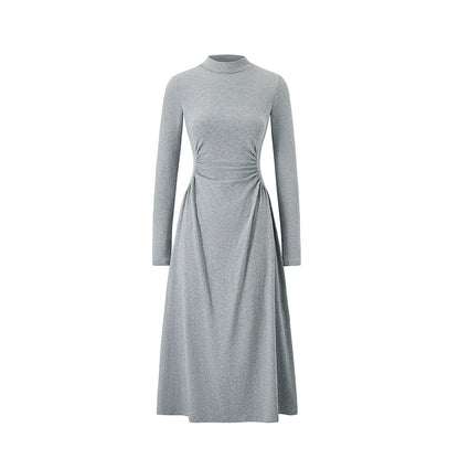 Shirred Slim Warm Long Dress