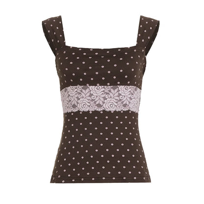 Retro Lace Polka Dot Vest