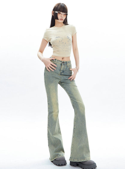 Casual Straight Flared Jeans Pants