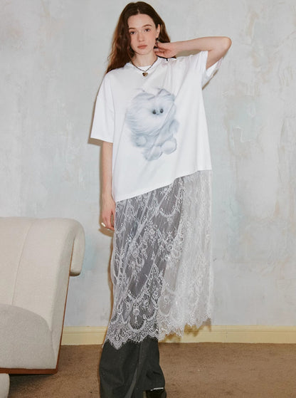 T-Shirt-Kleid mit Monster-Print