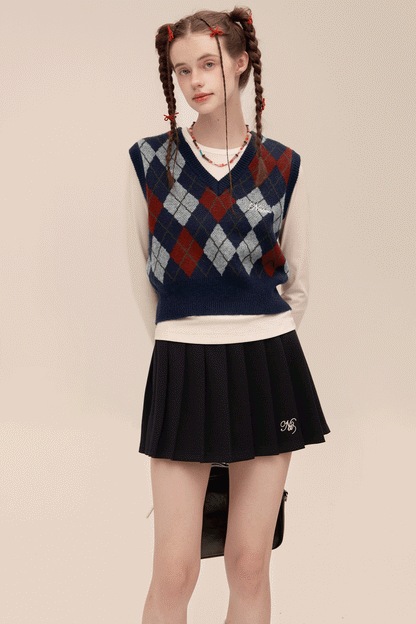 Preppy V-Neck Cropped Knit Vest