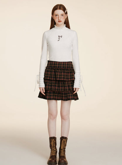 A-Line Versatile Plaid Short Skirt