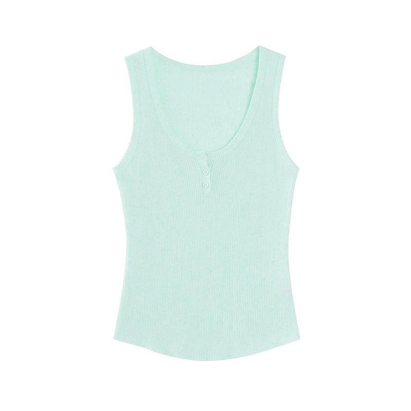 American U-Neck Linen Vest Top