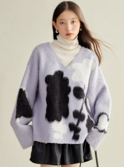V-neck pullover sweater