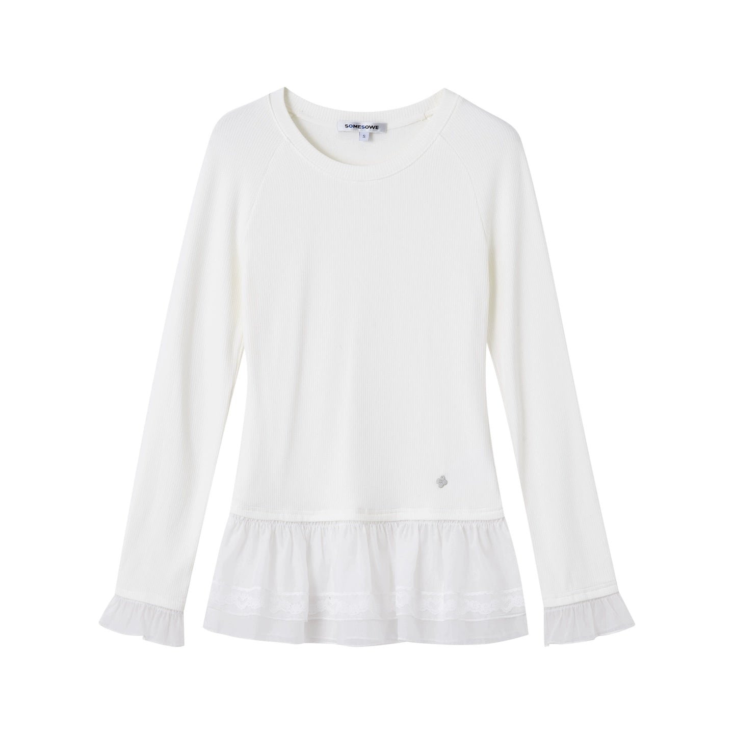 Double-Lace Raglan Sleeve Fleece Top