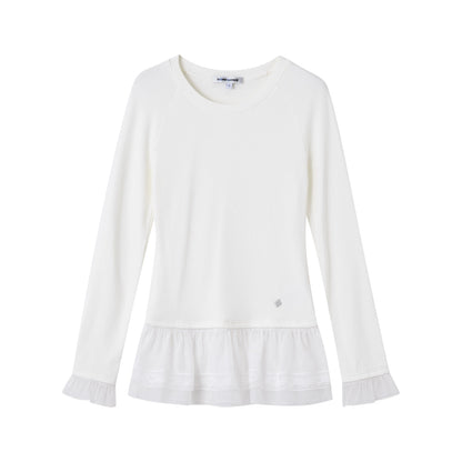 Double-Lace Raglan Sleeve Fleece Top