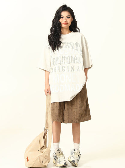 American Vintage Fuzzy Letter Print T-Shirt