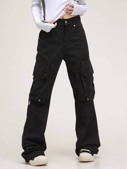 American High Street Streamers Black Cargo Pants