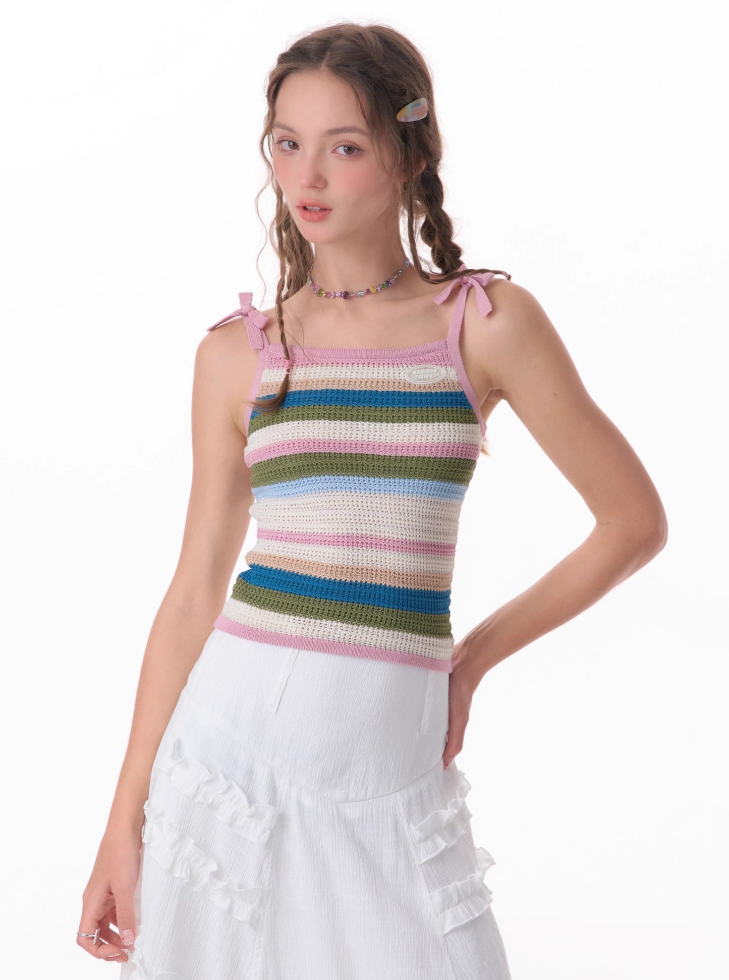 Colorful Striped Knitted Vest Top