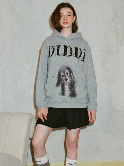 Dog Print Hooded Sweatshirt