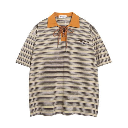 American Retro Striped Short Sleeve T-Shirt